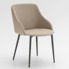 Sedia da Pranzo in Metallo Rivestita in Microfibra Made in Italy - Suzanne Viadurini