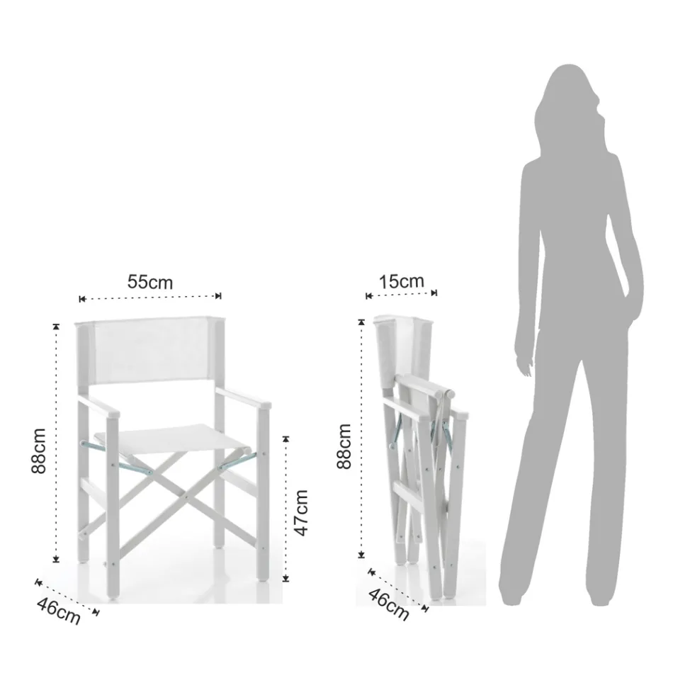 Sedia da Regista Pieghevole in Alluminio e Textilene - Fluoro Viadurini