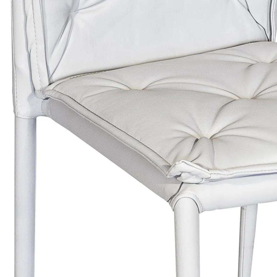 Sedia da Soggiorno con Struttura e Seduta in Ecopelle Made in Italy - Grogu Viadurini