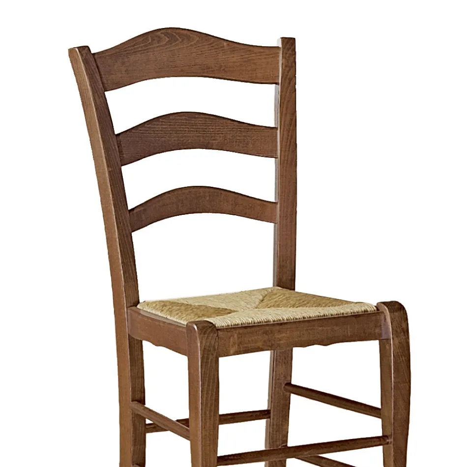 Sedia da Soggiorno in Faggio con Seduta in Paglia Made in Italy - Tamara Viadurini