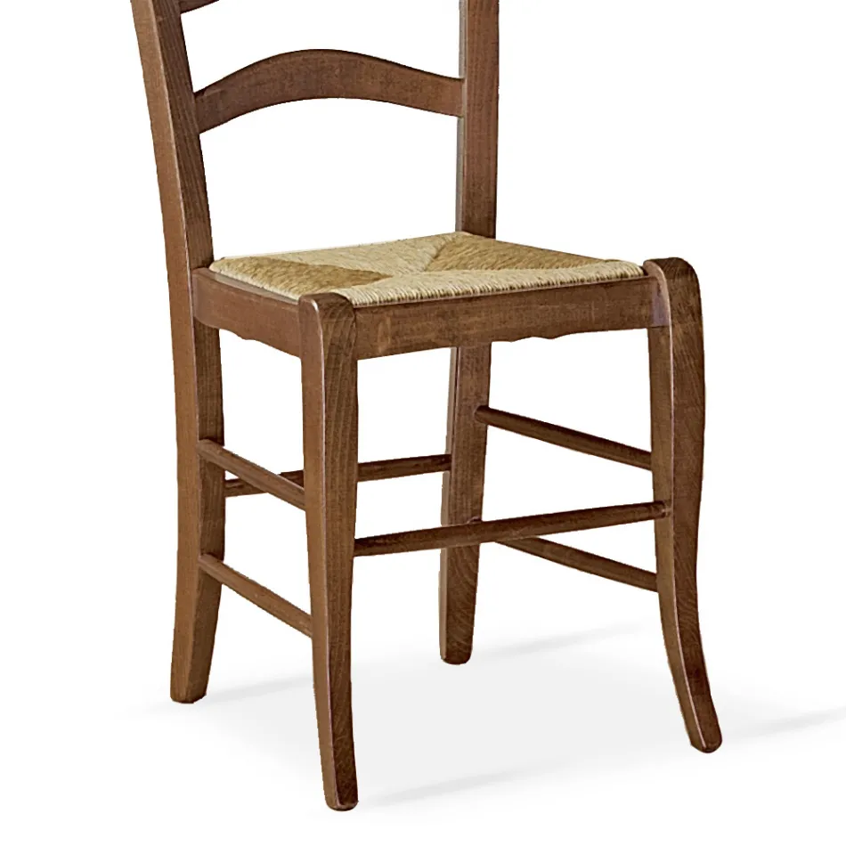 Sedia da Soggiorno in Faggio con Seduta in Paglia Made in Italy - Tamara Viadurini