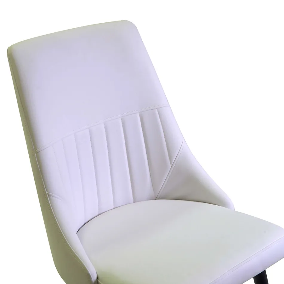 Sedia da Soggiorno in Metallo ed Ecopelle di Diverse Finiture - Onde Viadurini