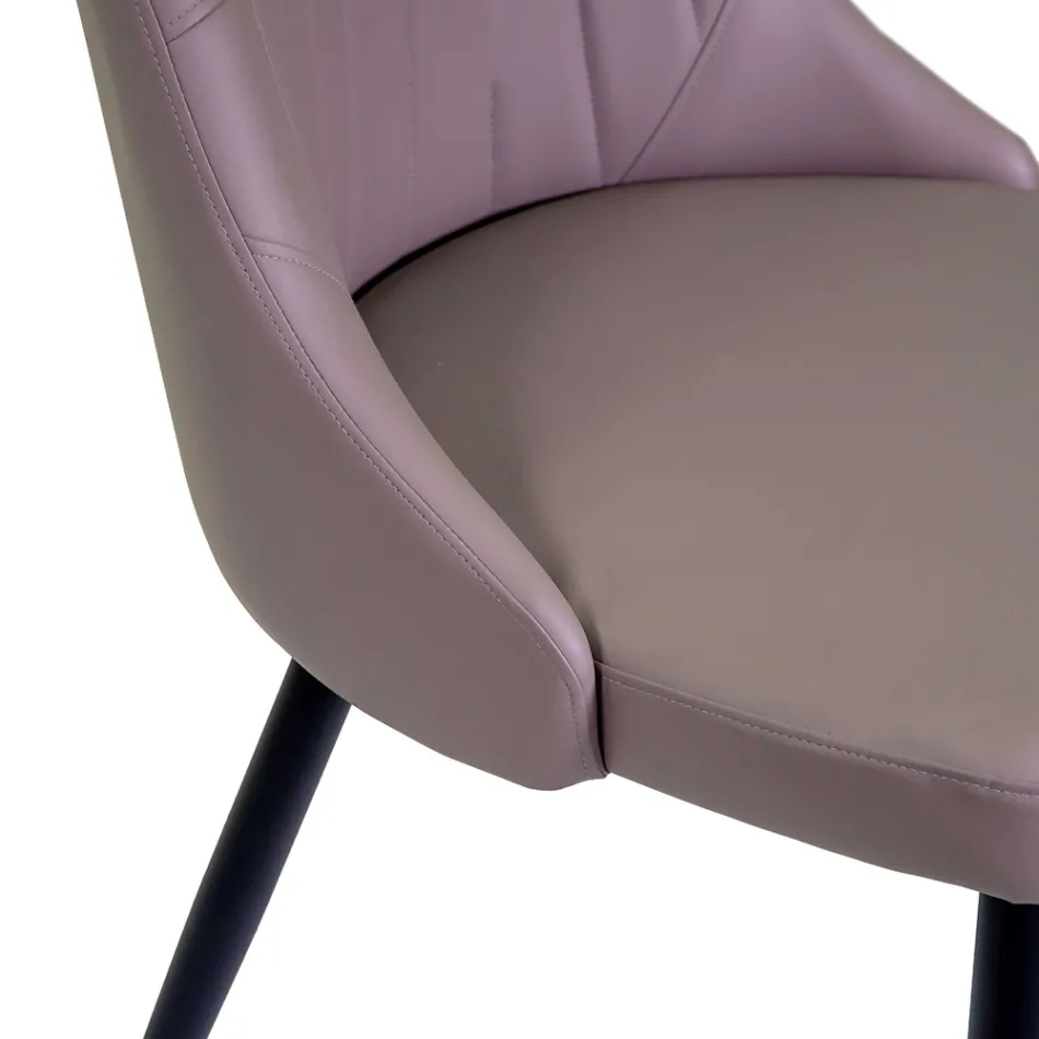 Sedia da Soggiorno in Metallo ed Ecopelle di Diverse Finiture - Onde Viadurini