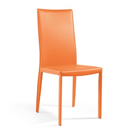 Sedia da Soggiorno in Rigenerato di Cuoio Arancione Made in Italy - Ride Viadurini