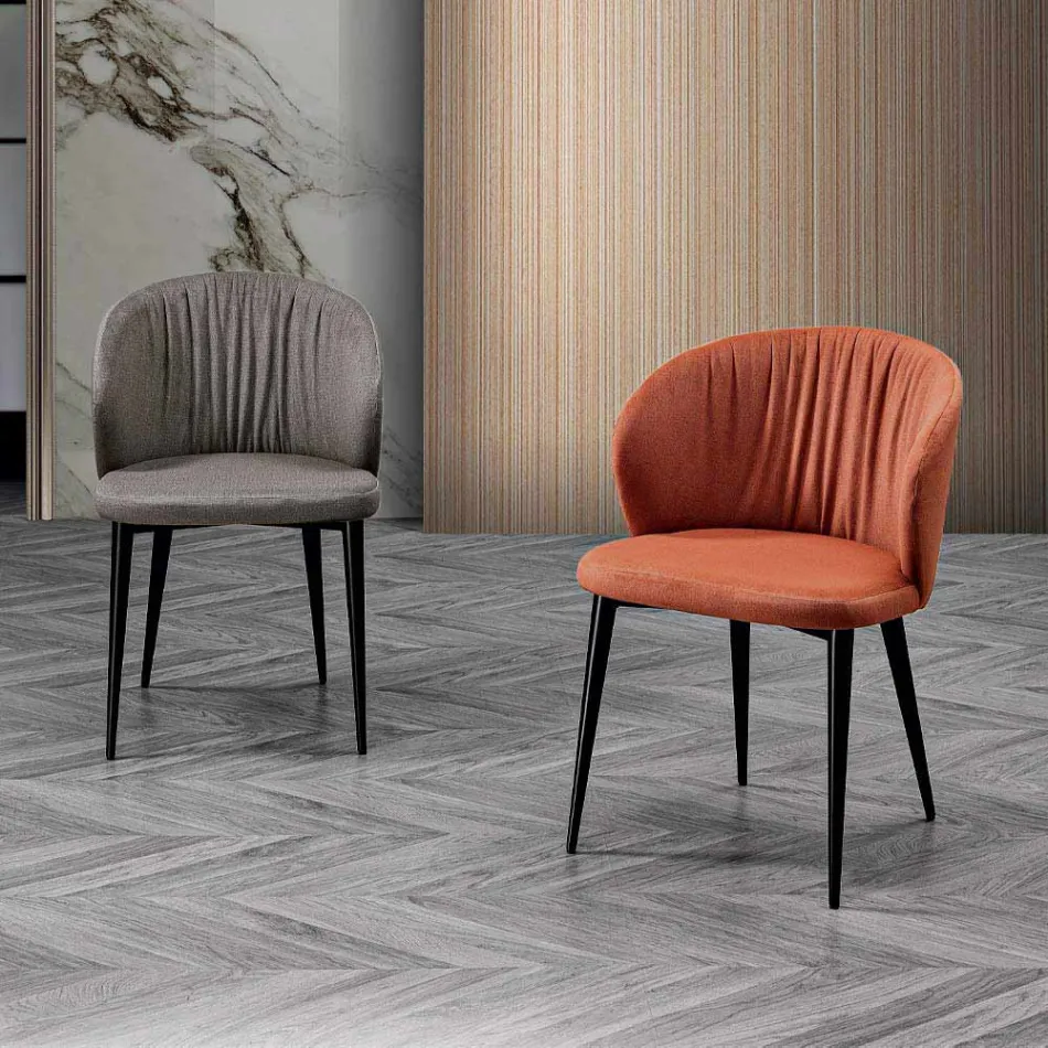 Sedia da Soggiorno in Tessuto e Frassino di Design Elegante - Reginaldo Viadurini