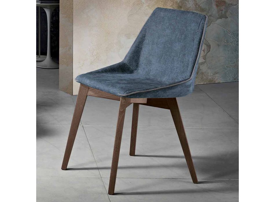 Sedia da soggiorno in tessuto e legno moderna made in Italy, Oriella Viadurini