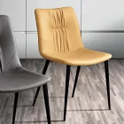 Sedia da Soggiorno in Tessuto Fibrato Effetto Pelle e Metallo Made in Italy - Gohan Viadurini