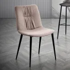 Sedia da Soggiorno in Tessuto Fibrato Effetto Pelle e Metallo Made in Italy - Gohan Viadurini