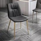 Sedia da Soggiorno in Tessuto Fibrato Effetto Pelle e Metallo Made in Italy - Gohan Viadurini