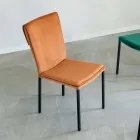 Sedia da Soggiorno in Velluto Antimacchia e Struttura Nera - Haroon Viadurini