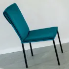 Sedia da Soggiorno in Velluto Antimacchia e Struttura Nera - Haroon Viadurini