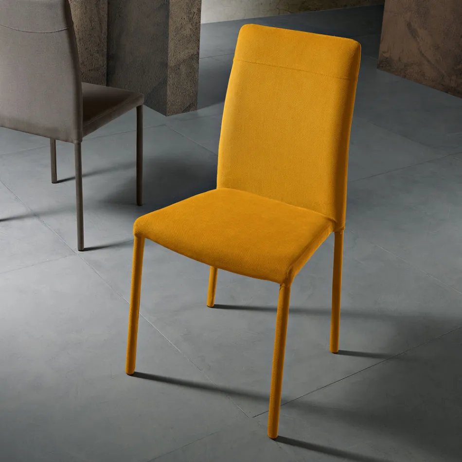 Sedia da Soggiorno Interamente Rivestita in Tessuto Made in Italy - Lorelai Viadurini