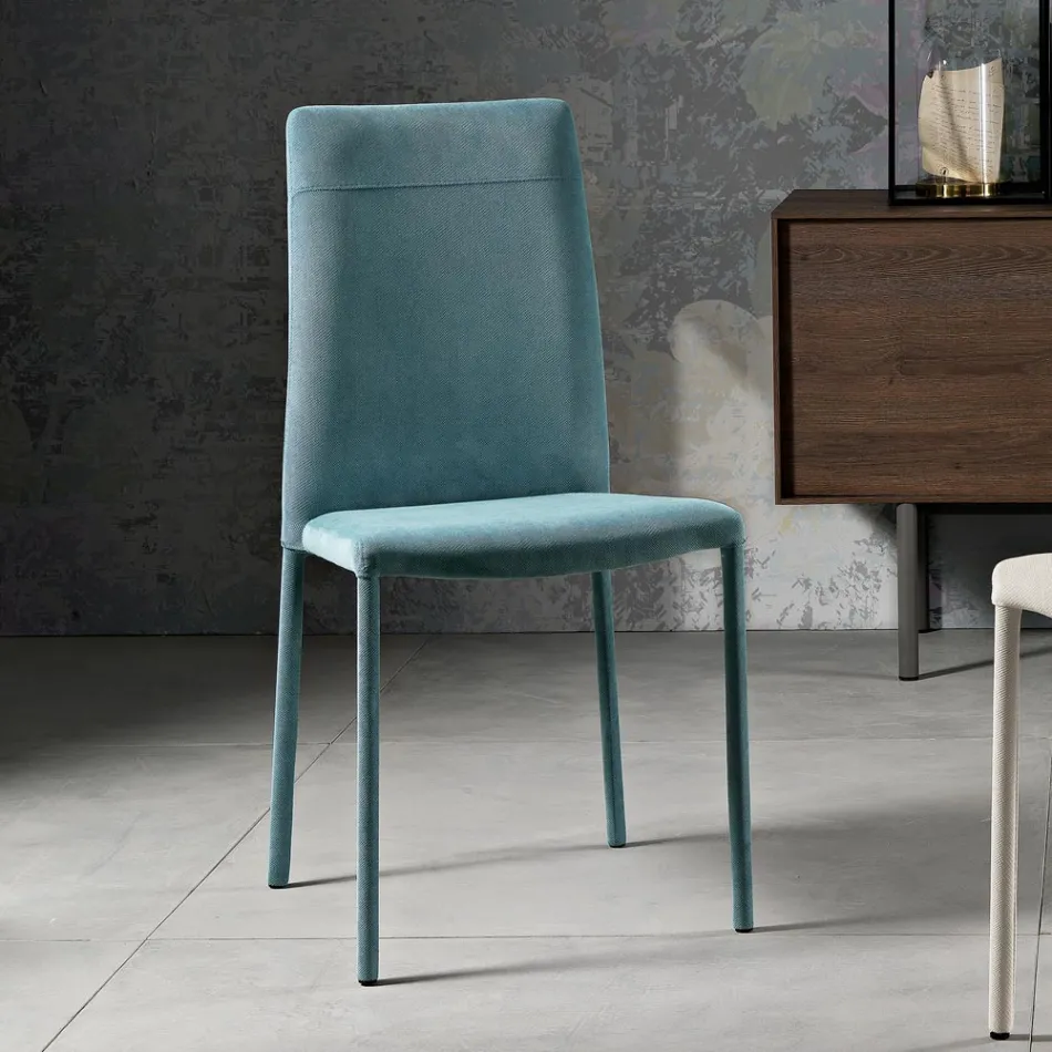 Sedia da Soggiorno Interamente Rivestita in Tessuto Made in Italy - Lorelai Viadurini