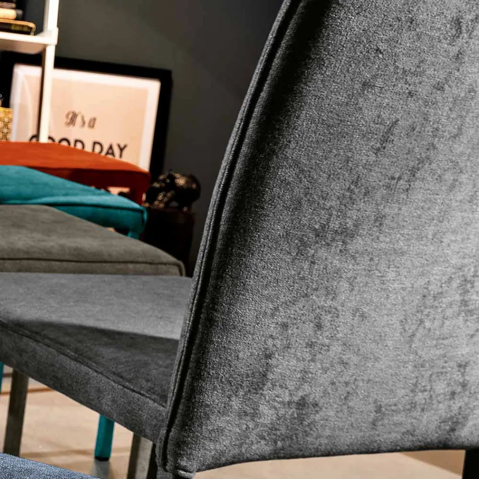 Sedia da Soggiorno Interamente Rivestita in Tessuto Made in Italy - Rosetta Viadurini