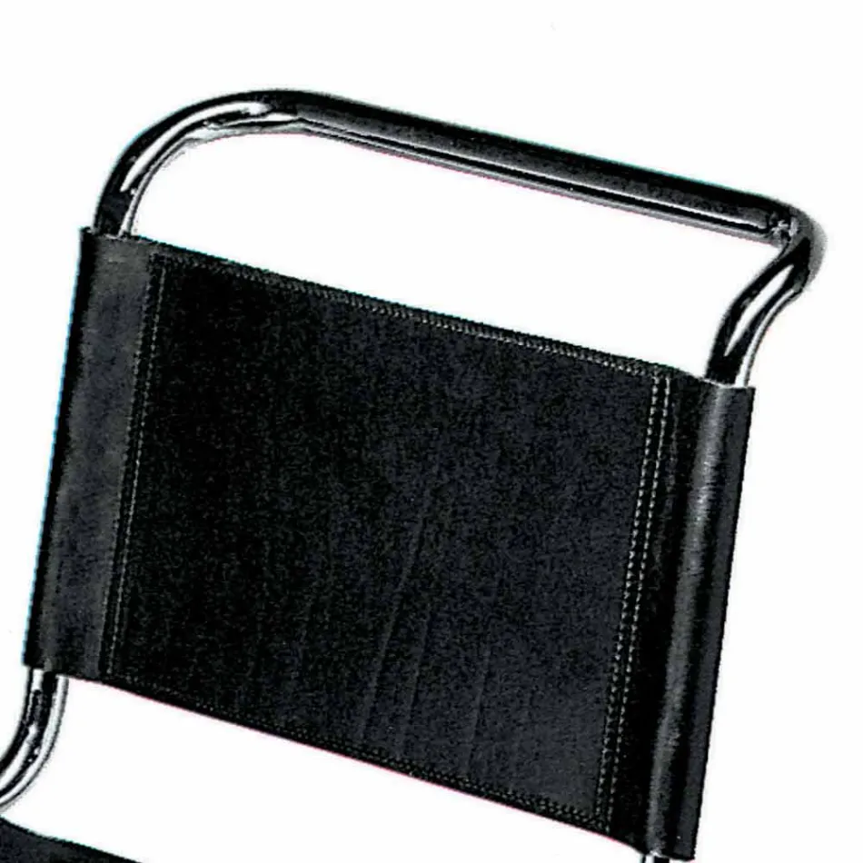 Sedia da Ufficio in Cuoio con Struttura in Acciaio Cromato Made in Italy - Elite Viadurini