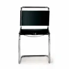 Sedia da Ufficio in Cuoio con Struttura in Acciaio Cromato Made in Italy - Elite Viadurini