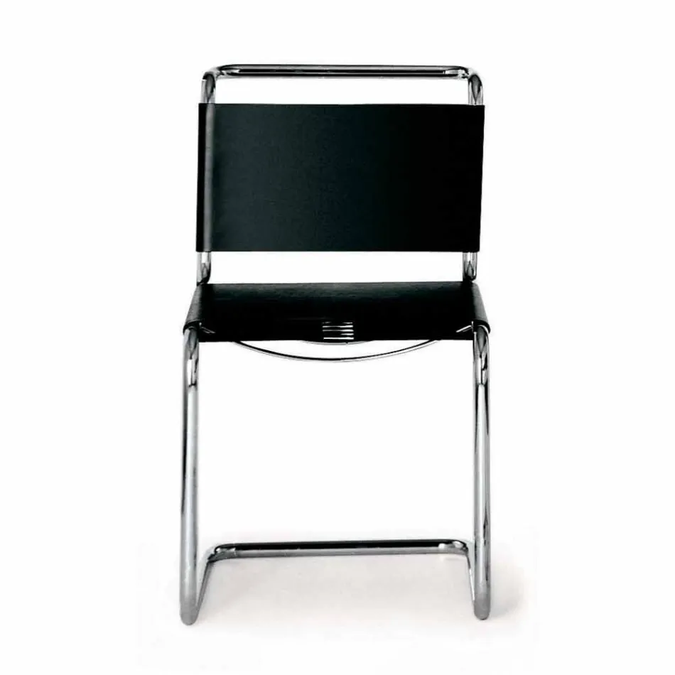 Sedia da Ufficio in Cuoio con Struttura in Acciaio Cromato Made in Italy - Elite Viadurini