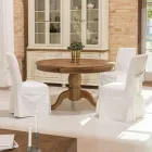 Sedia Decorata con Fiocco da Soggiorno in Legno e Cotone - Slide Viadurini