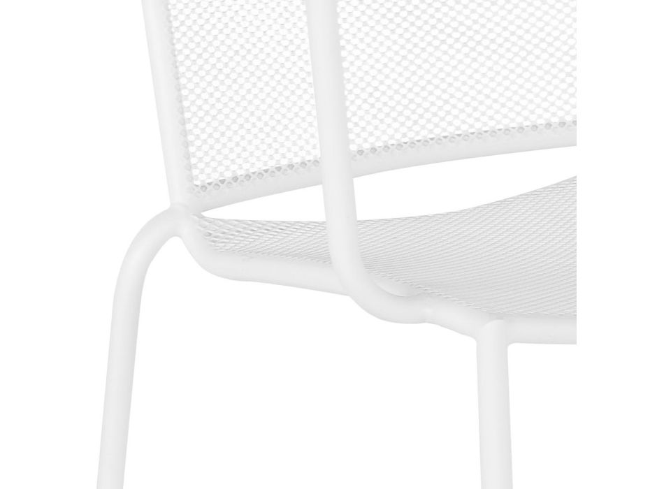 Sedia Design da Giardino con Braccioli Impilabile in Acciaio Bianco - Magamago Viadurini