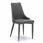 Sedia design moderno rivestita in similpelle grigio Carolina, 4 pezzi Viadurini
