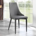 Sedia design moderno rivestita in similpelle grigio Carolina, 4 pezzi Viadurini