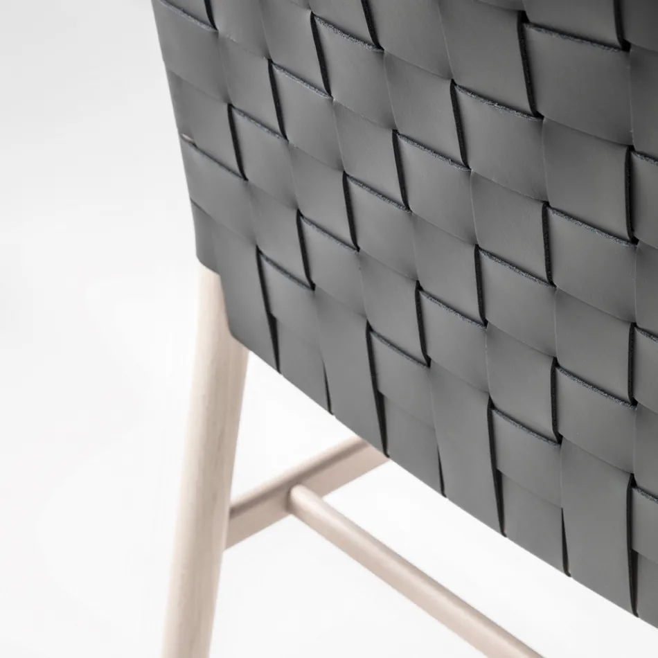 Sedia di Alta Qualità in Legno di Faggio e Cuoio Made in Italy, 2 Pezzi - Nora Viadurini