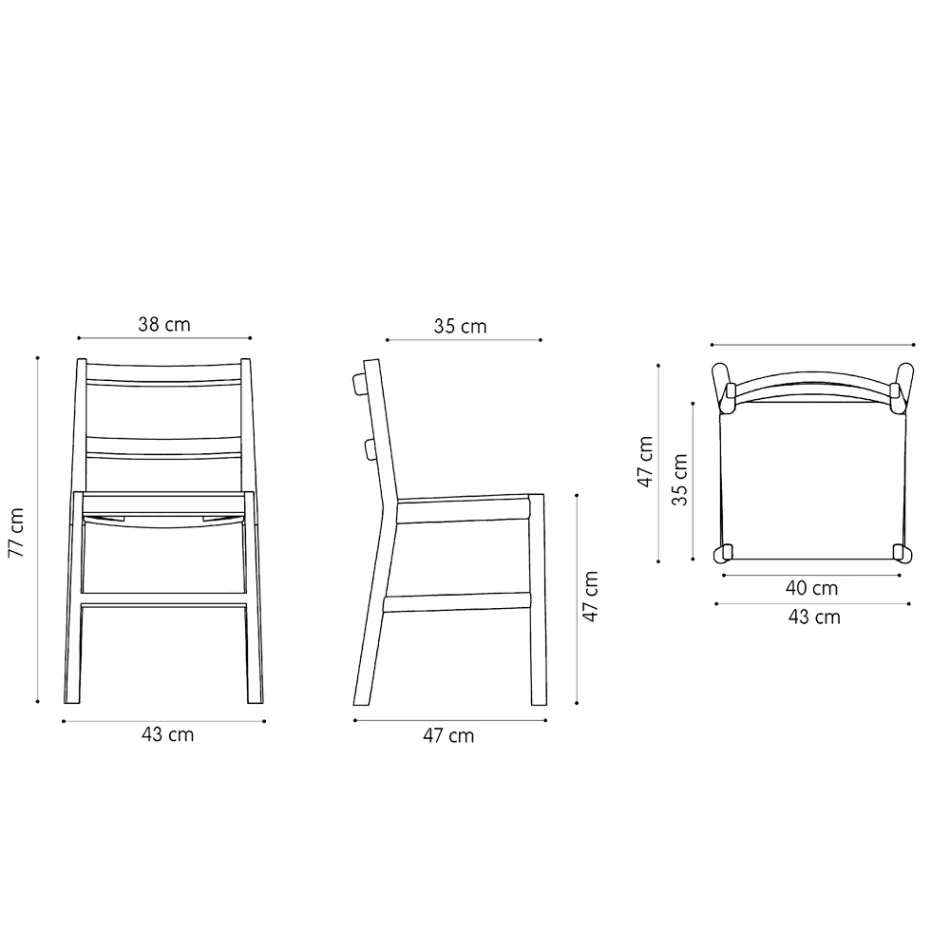 Sedia di Alta Qualità in Legno di Faggio Massello Made in Italy, 2 Pezzi - Nora Viadurini