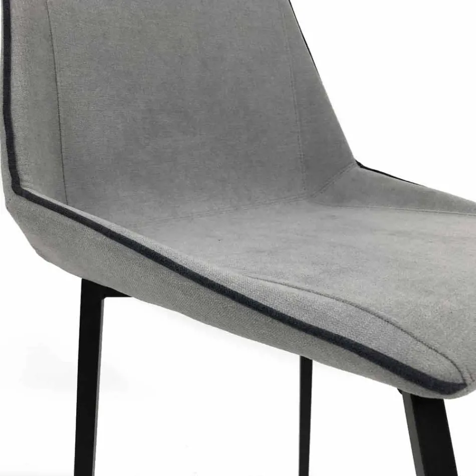 Sedia di design in tessuto con gambe a quadrato made in Italy, 4 pezzi - Oriella Viadurini
