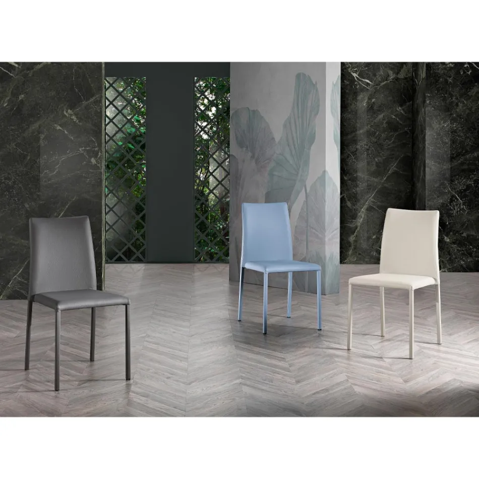 Sedia di Design Moderno Elegante in Ecopelle Colorato da Salotto - Grenger Viadurini