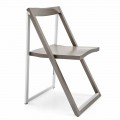 Sedia di Design Pieghevole in Alluminio e Legno Made in Italy, 2 pezzi – Skip