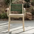 Sedia di Lusso con Braccioli in Faggio Sbiancato e Corda Made in Italy - Nora Viadurini