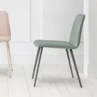 Sedia di Lusso in Pelle con Gambe in Metallo Made in Italy, 2 Pezzi - Molde Viadurini