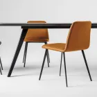 Sedia di Lusso in Pelle con Gambe in Metallo Made in Italy, 2 Pezzi - Molde Viadurini