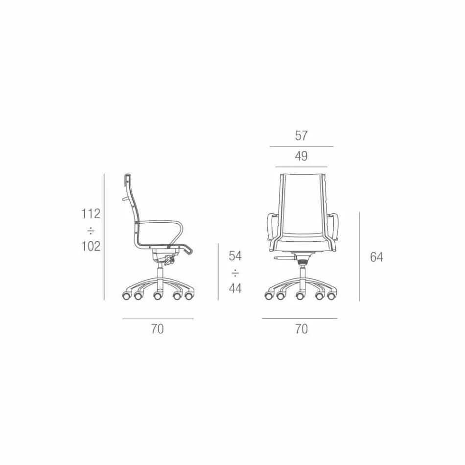 Sedia direzionale di design prodotta in Italia in monotelo rete Agata Viadurini