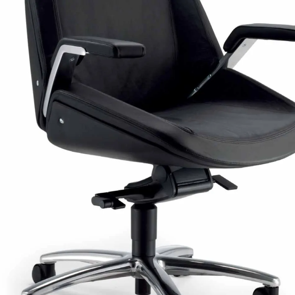 Sedia direzionale in pelle bovina Ada Angelo Pinaffo & Gorgi Viadurini