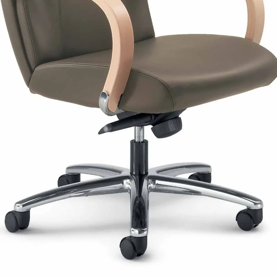 Sedia direzionale in vera pelle bovina di tipo fiore Ambra moderna Viadurini