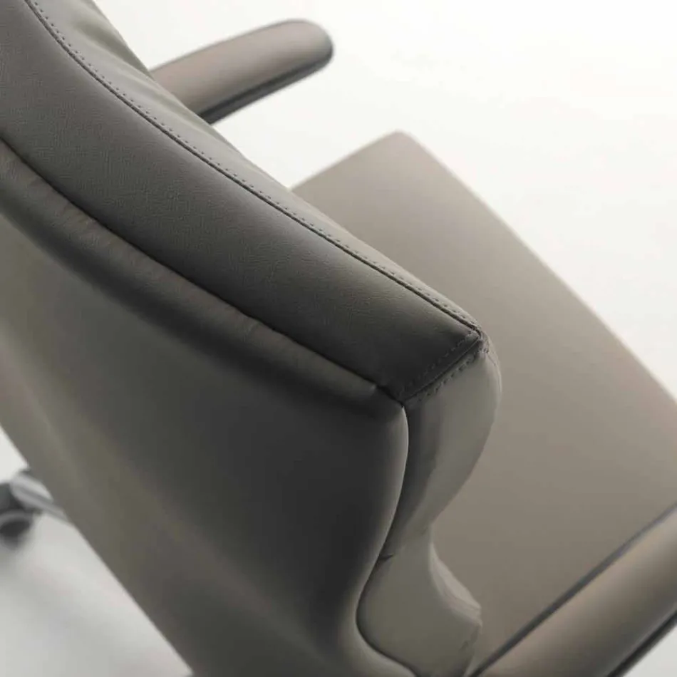 Sedia direzionale moderna in similpelle Edda, made in Italy Viadurini