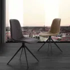 Sedia imbottita in eco nabuk e metallo, design moderno, Taranto Viadurini