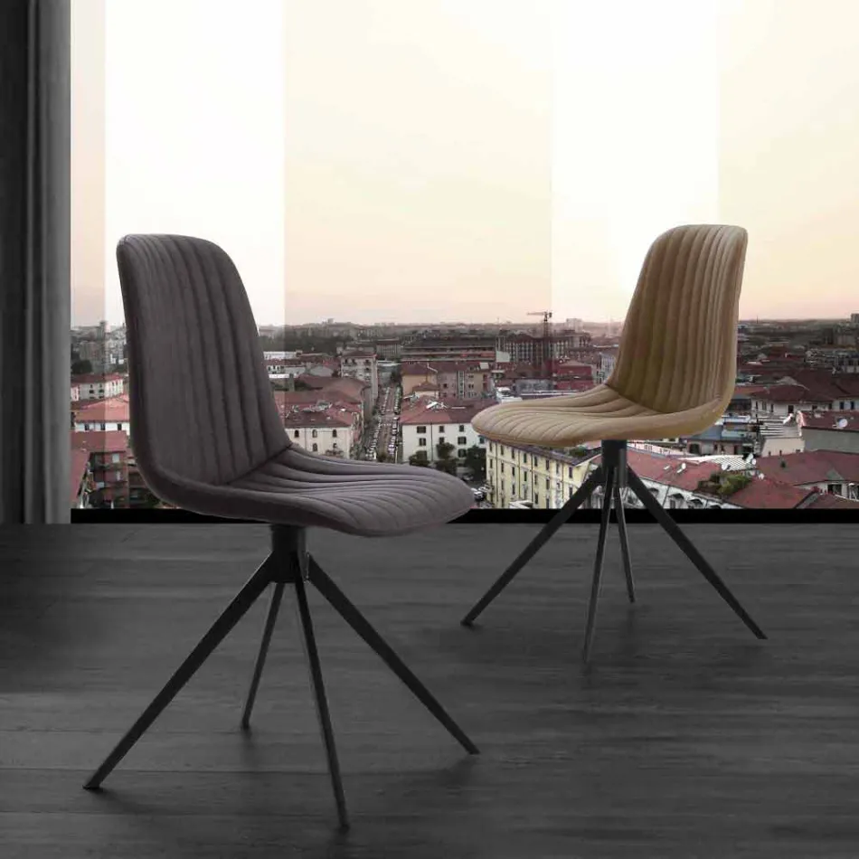 Sedia imbottita in eco nabuk e metallo, design moderno, Taranto Viadurini