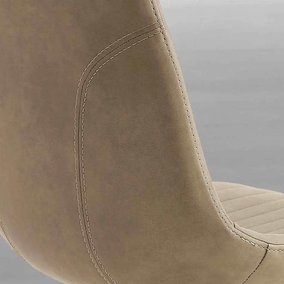 Sedia imbottita in eco nabuk e metallo, design moderno, Taranto Viadurini