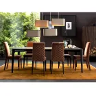 Sedia imbottita in legno massello living Grilli Zarafa fatta in Italia, 2 pezzi Viadurini