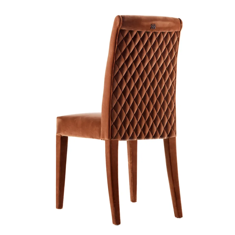 Sedia imbottita in legno massello living Grilli Zarafa fatta in Italia, 2 pezzi Viadurini