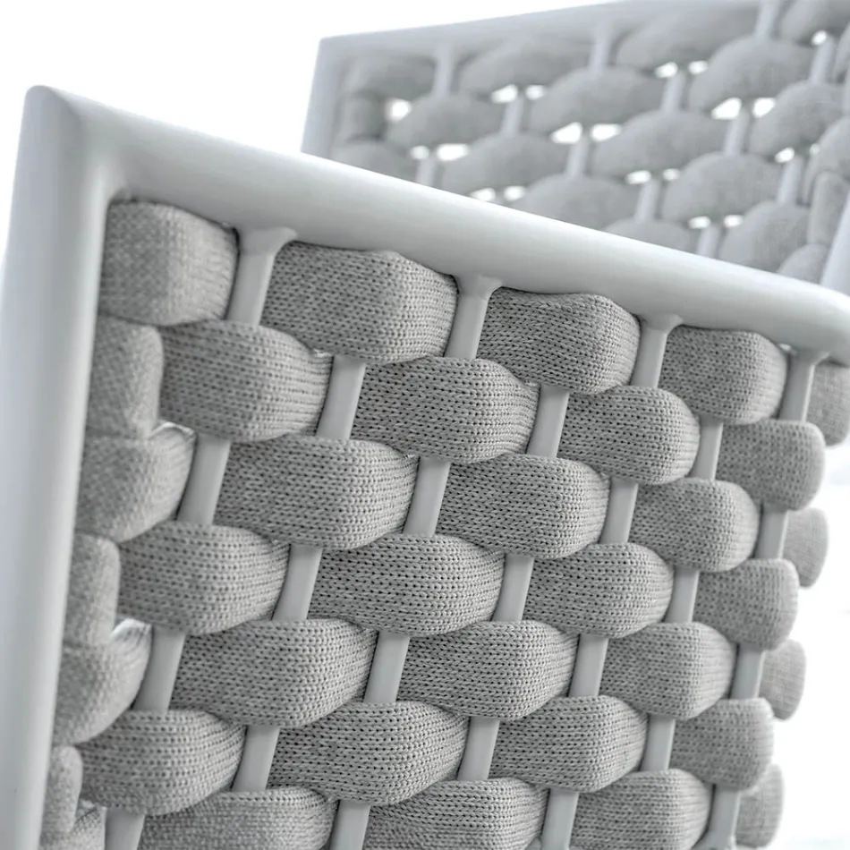 Sedia Impilabile con Braccioli e Schienale in Corda Imbottita - Gardenia Viadurini