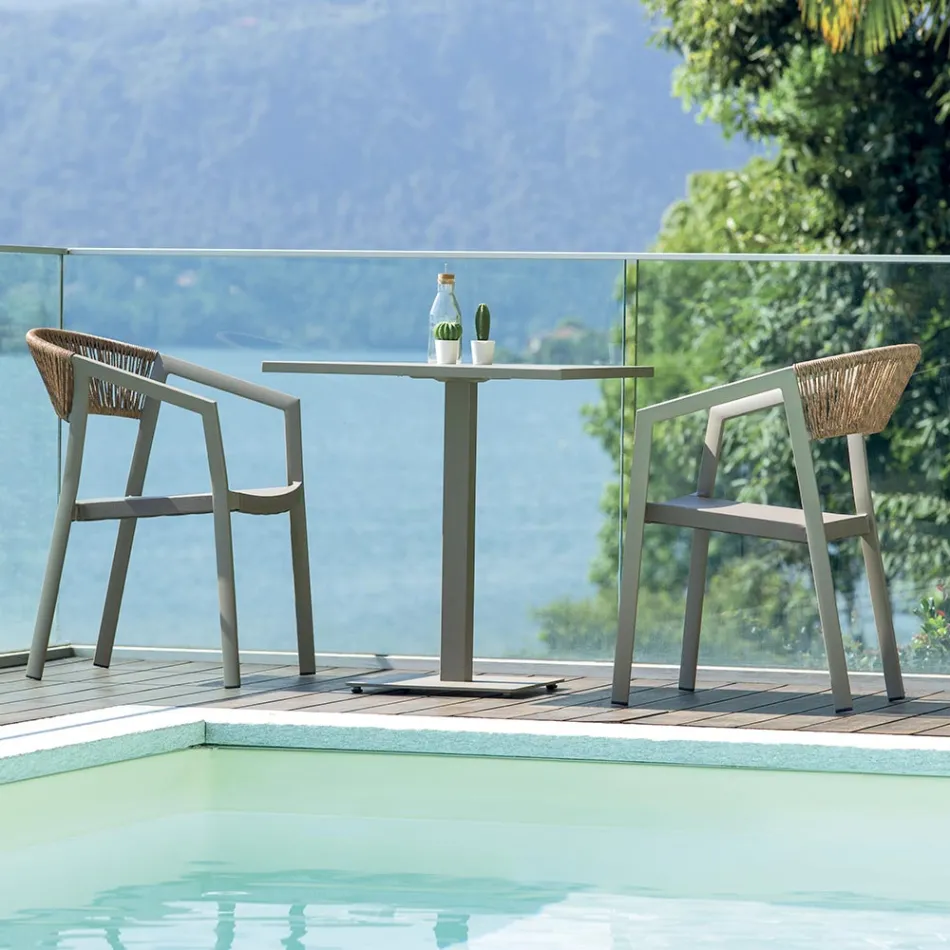 Sedia Impilabile con Seduta in Textilene e Schienale in Twist Wicker - Passione Viadurini