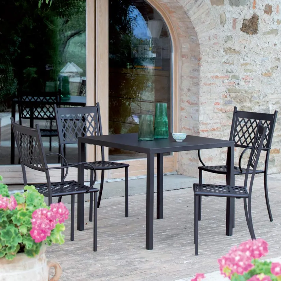 Sedia Impilabile da Esterno in Acciaio Zincato Made in Italy 4 Pezzi - Celia Viadurini