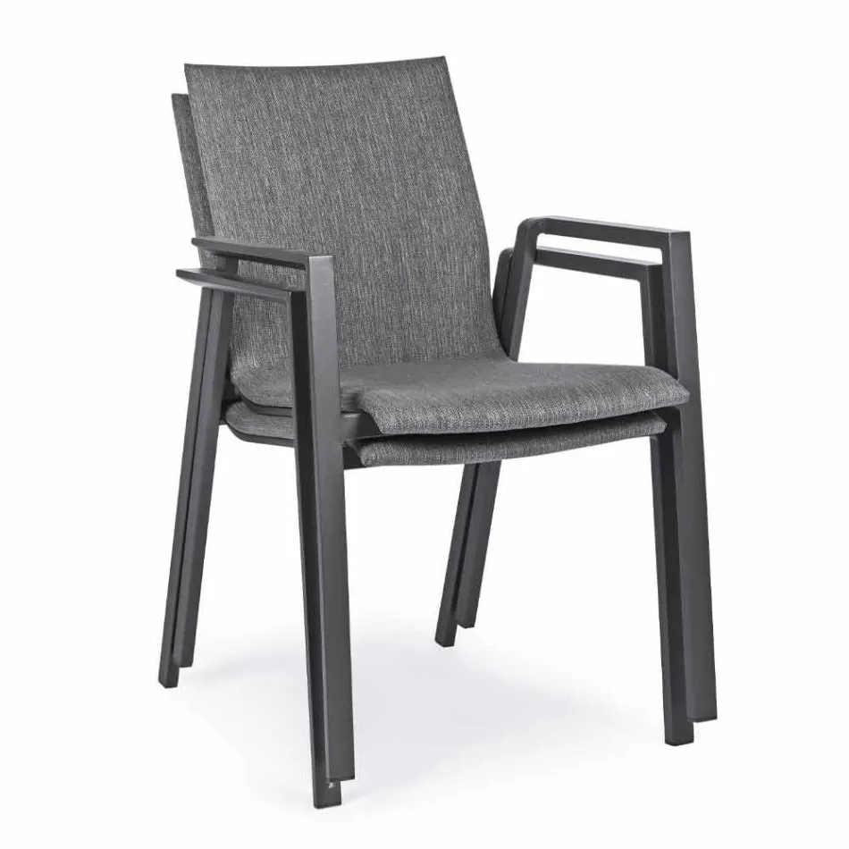 Sedia Impilabile da Esterno in Tessuto e Alluminio Verniciato, 4 Pezzi - Assia Viadurini