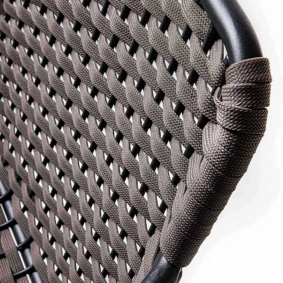 Sedia Impilabile da Giardino con Braccioli in Metallo e Corda, 4 Pezzi - Cabaret Viadurini