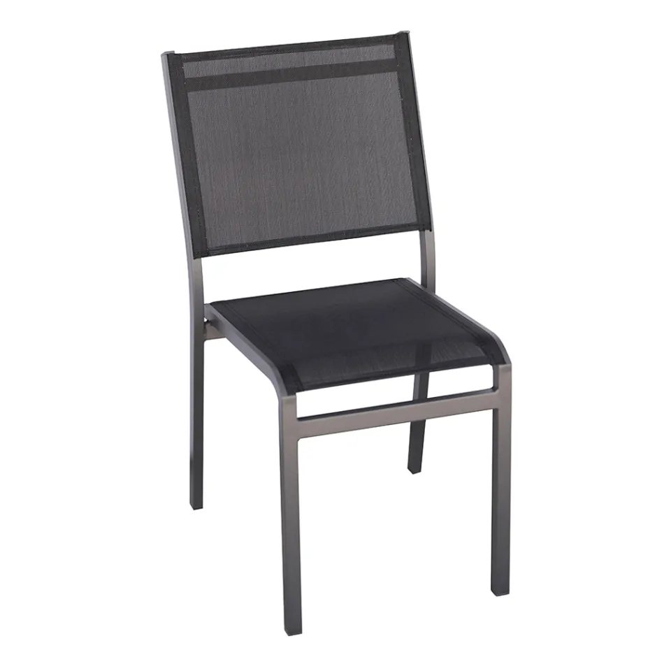 Sedia Impilabile da Giardino in Alluminio e Textilene Bianco o Grigio - Floraforma Viadurini