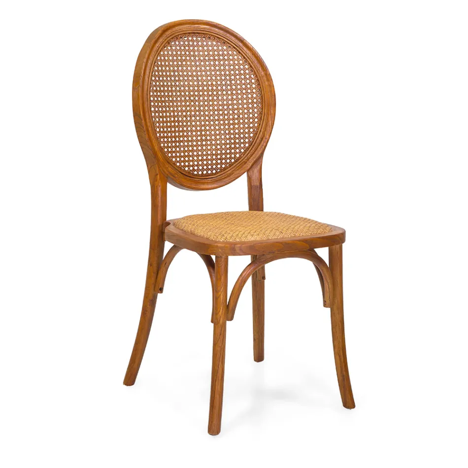 Sedia Impilabile da Soggiorno in Legno di Ailando e Paglia di Vienna - Laguna Viadurini