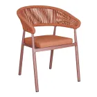 Sedia Impilabile in Alluminio con Cuscino e Schienale in Corda - Frescultura Viadurini